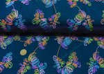 Jeans Stickerei Flowers cotton denim blue, multicolor embroidery