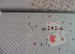 Kity Cat Panel Stretch-Jersey grau Motivstoff Katzen Kinderstoff