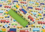 Stoffpaket City Cars Kinderstoff Jersey beige plus Bündchenstoff apfelgrün Stoffset