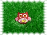 Owl  iron on, red