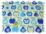 Apfel und Birne Wachstuch Baumwolle ecru blau